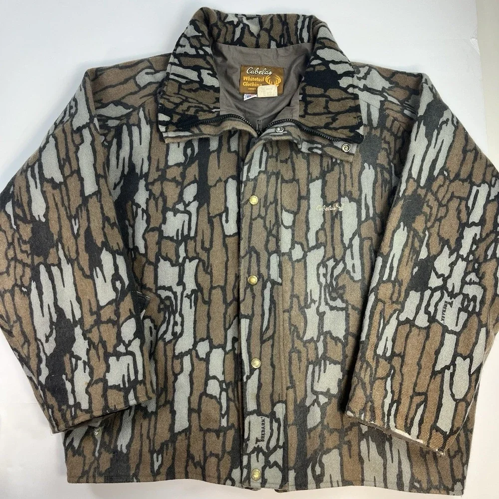 Vintage Cabelas Jacket Men XXXL Trebark Real Tree Camo Full Zip Hunting Shacket